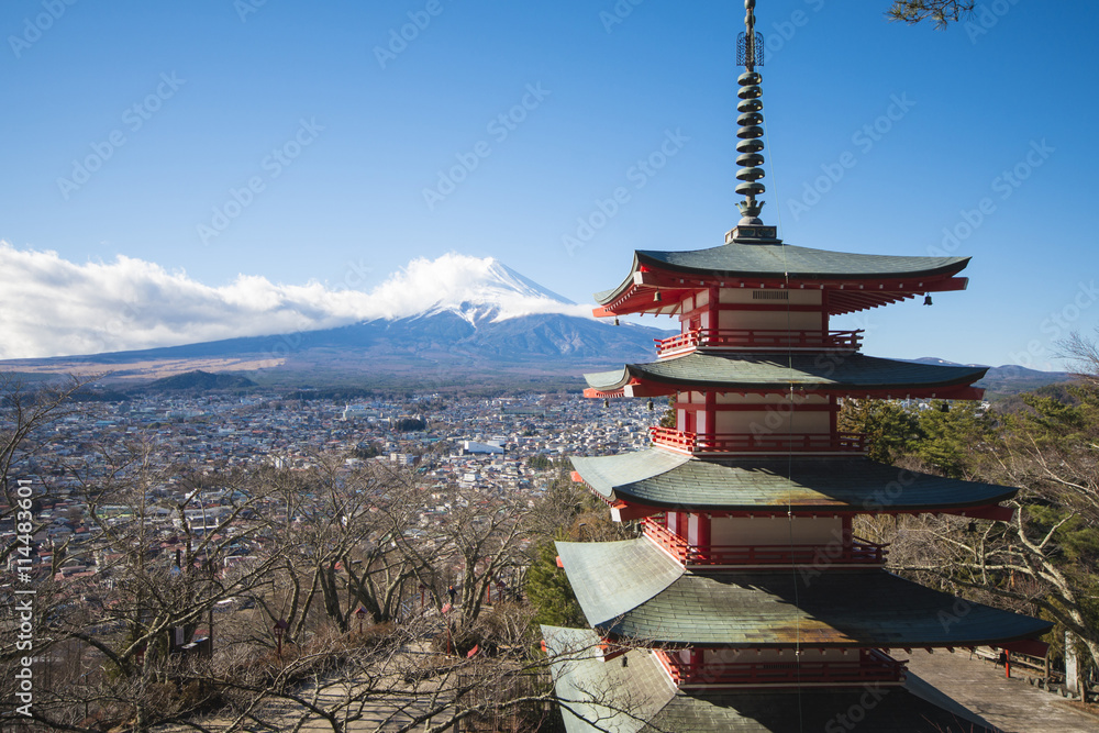 Chureito Pagoda view point with Mt.Fuji background