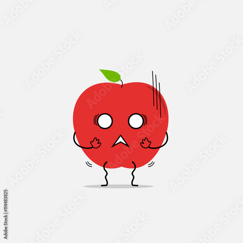 trembling apple simple clean cartoon illustration