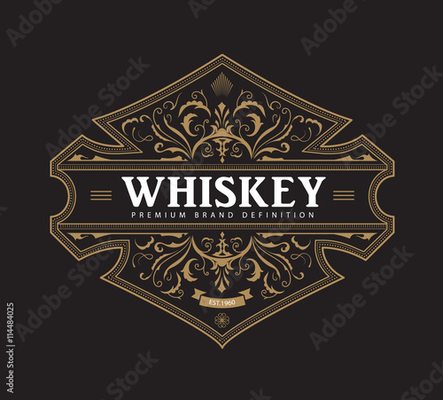 Antique badge label typography vintage frame design vector