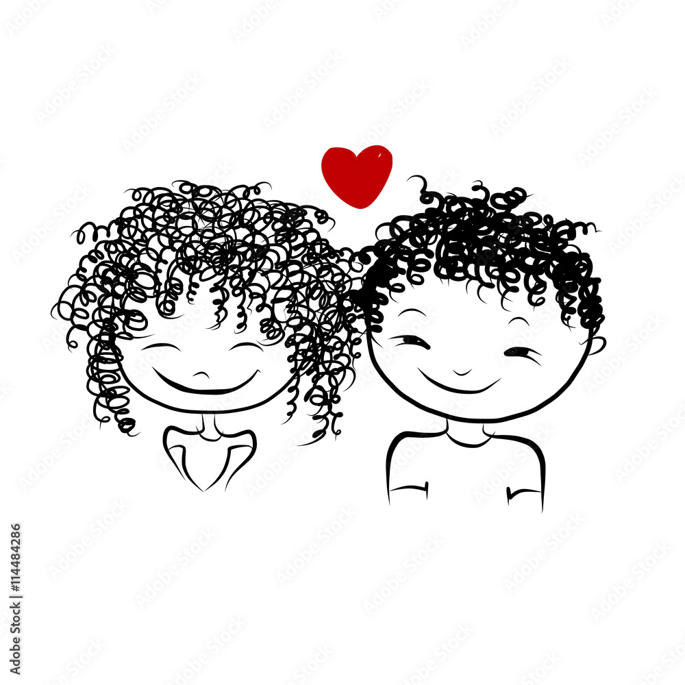 Couple in love together, valentine sketch for your design Couple in love together, valentine sketch for your design