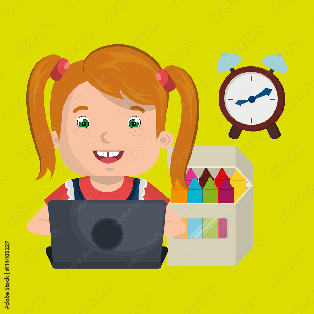 Children using laptop at school design, vector illustration eps10 graphic Children using laptop at school design, vector illustration eps10 graphic
