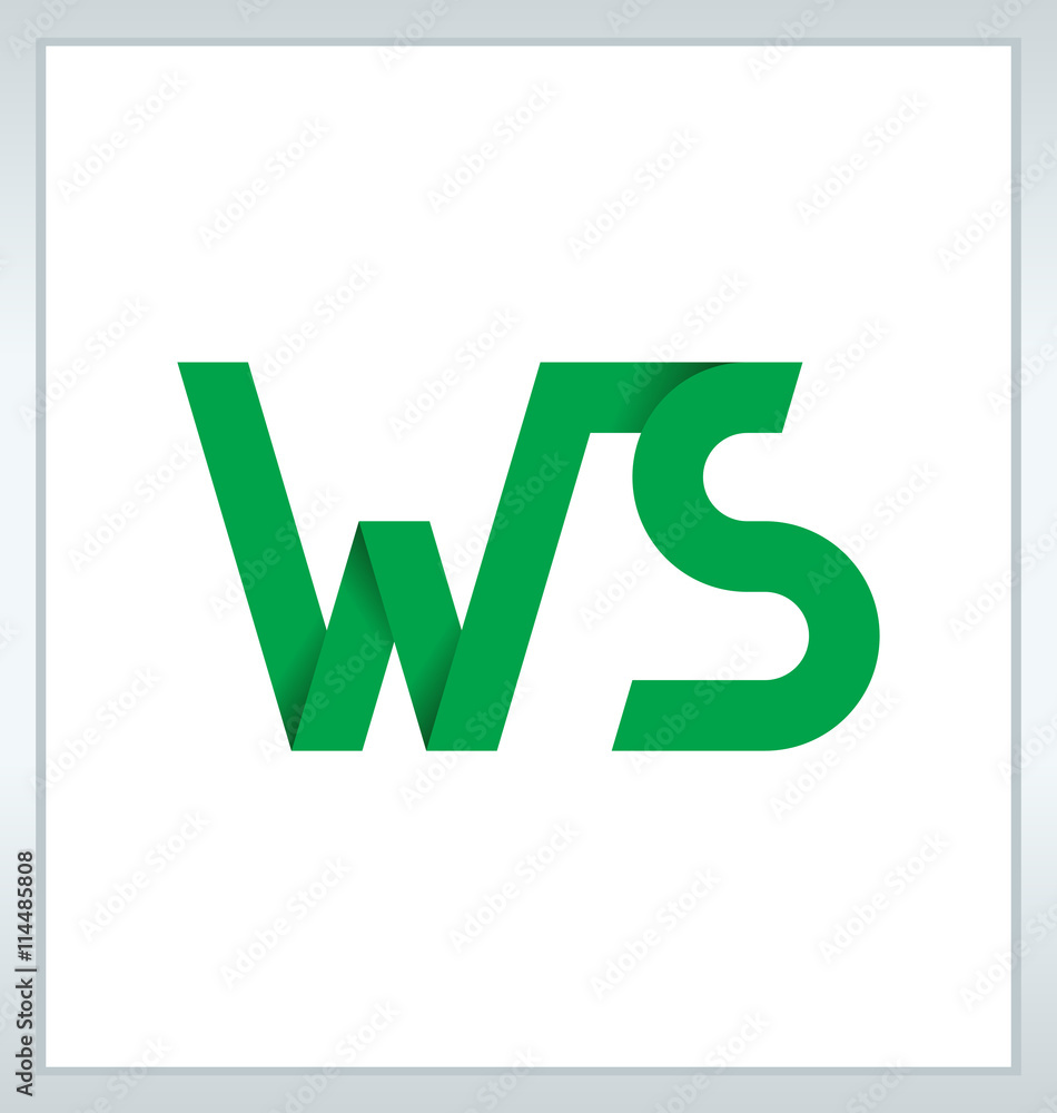 WS Two letter composition for initial, logo or signature. WS Two letter composition for initial, logo or signature.