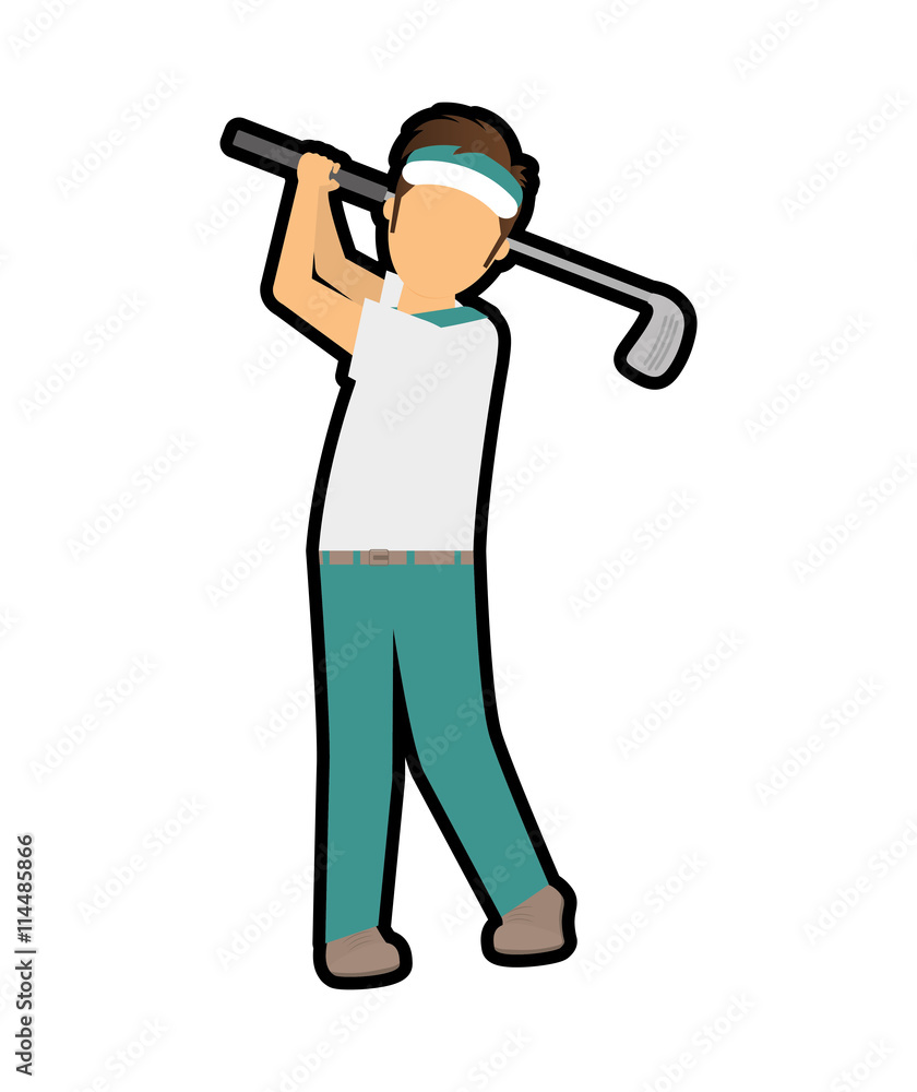 Golf Sport concept represented by boy cartoon icon. isolated and flat illustration Golf Sport concept represented by boy cartoon icon. isolated and flat illustration