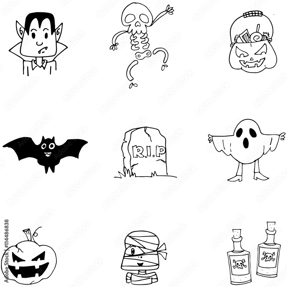 Doodle Halloween character flat