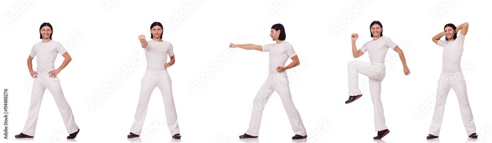 A man in white sportswear isolated on white A man in white sportswear isolated on white