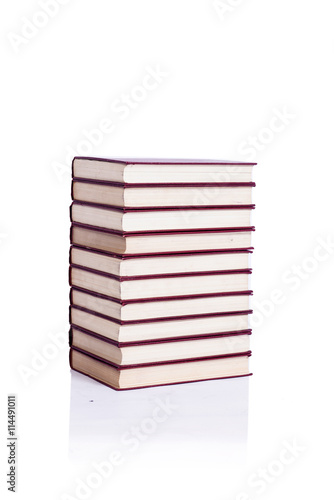 Stack of books isolated the white background