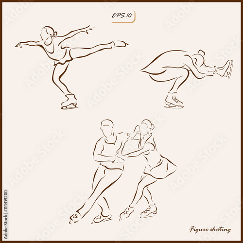 Set of a vector Illustration shows a figure skating