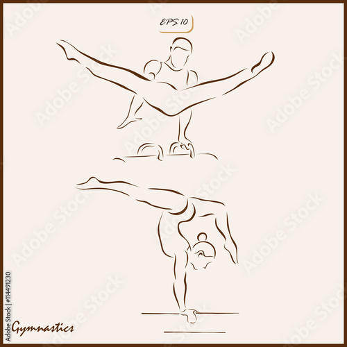 Set of a vector Illustration shows a Mens and womens gymnastics