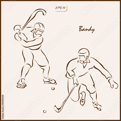 Set of a vector Illustration shows a Winter Sports. Bandy