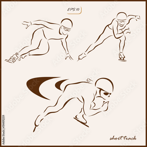 Set of a vector Illustration shows a Winter Sports. Short track