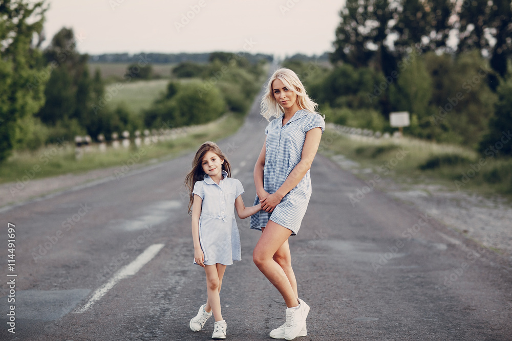 mom and daughter outside mom and daughter outside