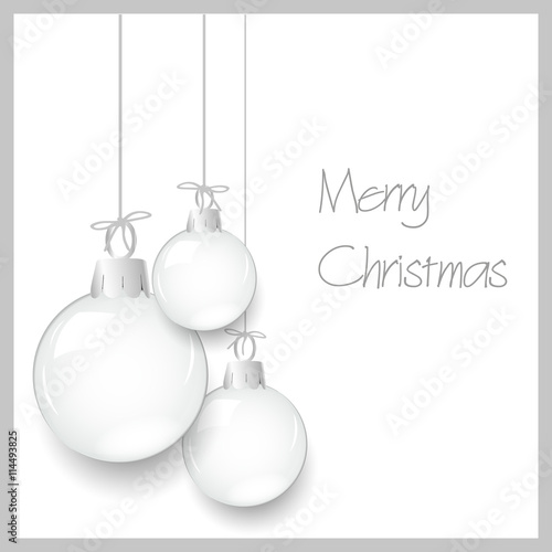 shiny white christmas decoration baubles hanging gray border eps10