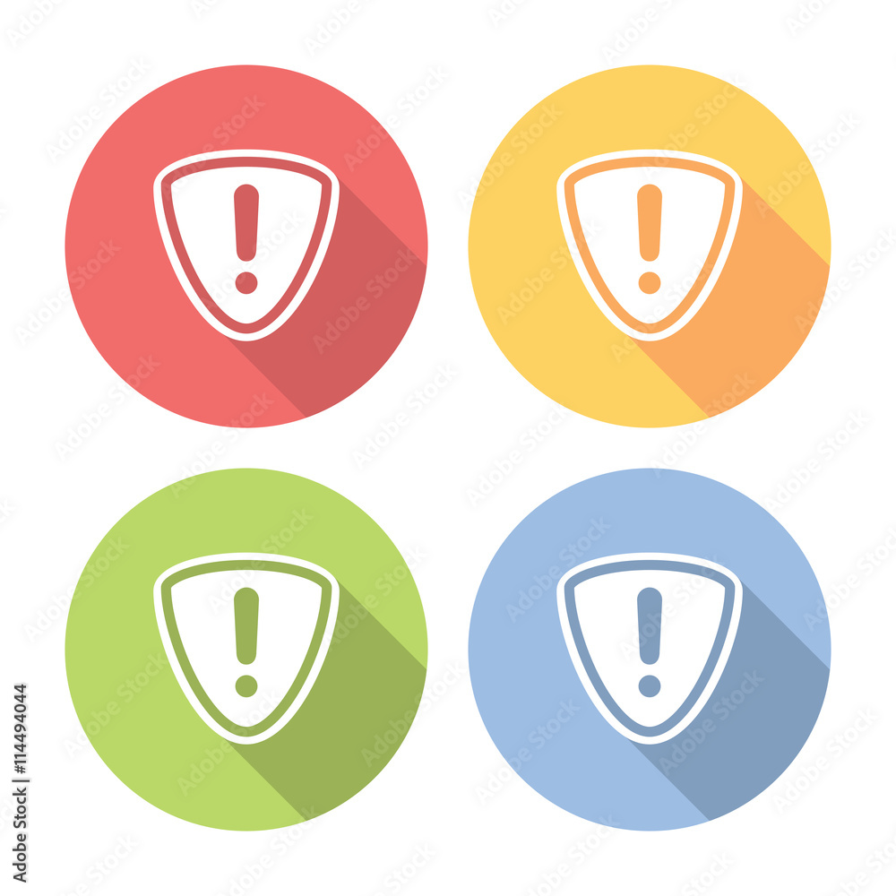Web Protection Shield Warning Sign Flat Icons Set Web Protection Shield Warning Sign Flat Icons Set
