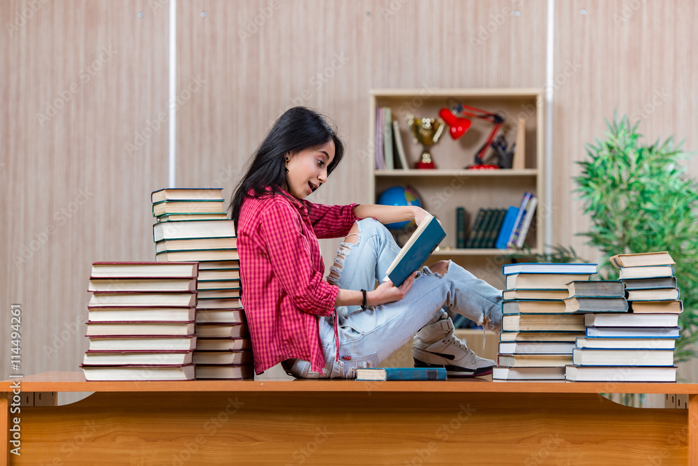 Young female student preparing for college school exams Young female student preparing for college school exams