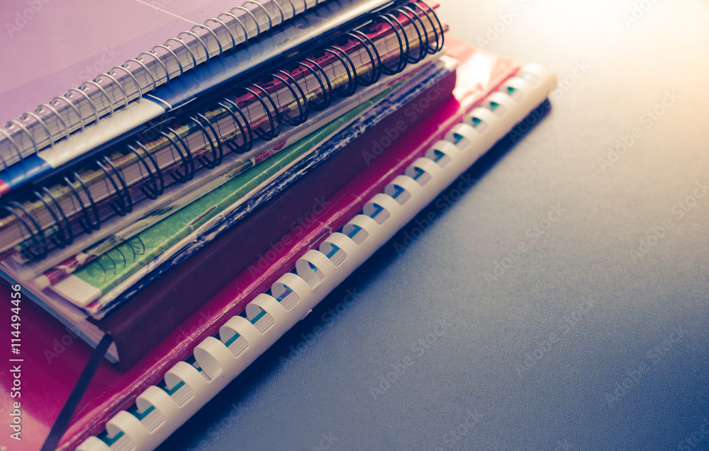 School supplies on blackboard background