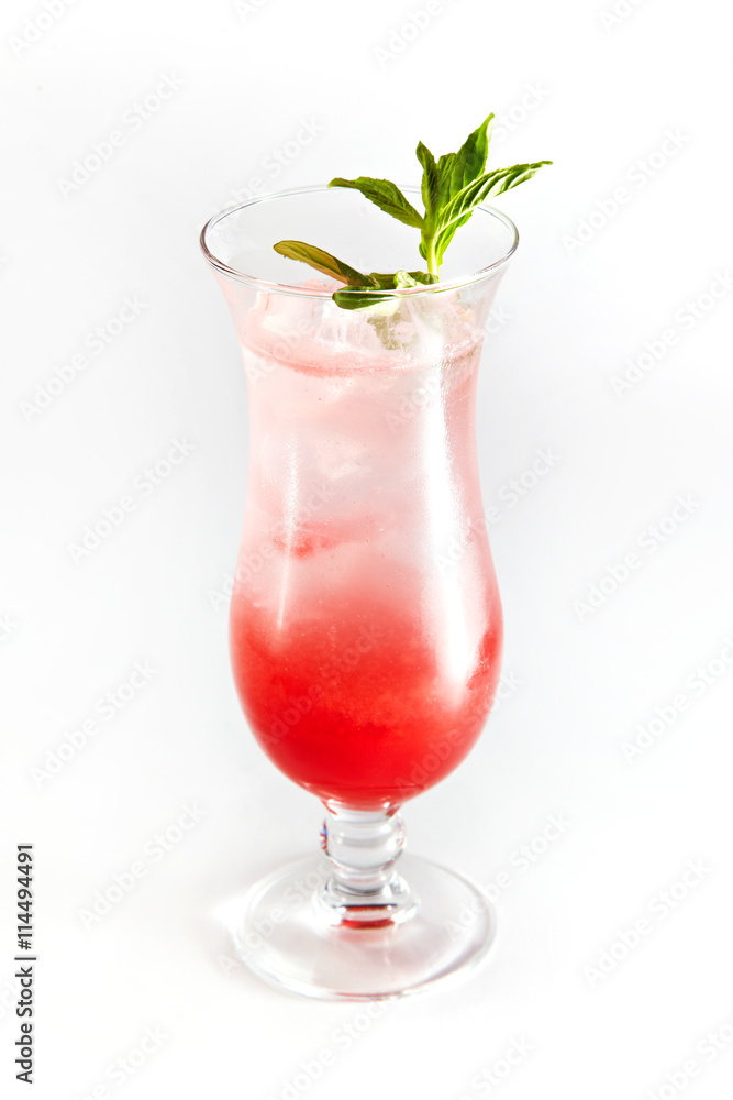 Colorful layered cocktail isolated on white background Colorful layered cocktail isolated on white background