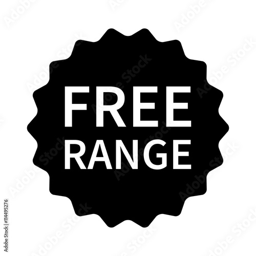 Free range label, badge, seal, sticker or stamp flat vector icon