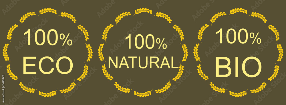 Organic natural and eco food icons Organic natural and eco food icons