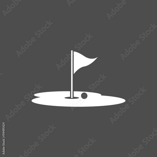 Icono de golf. Campo de golf sobre fondo oscuro