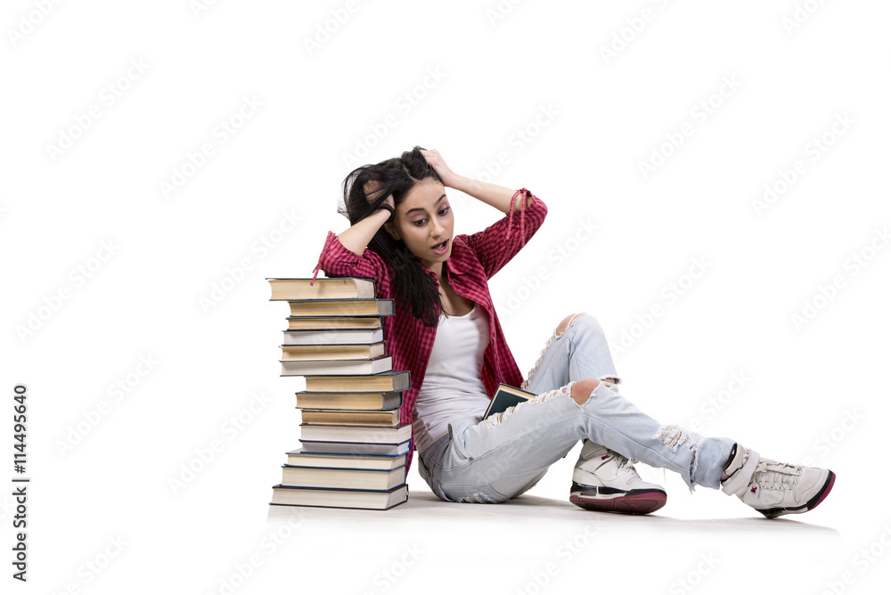 Young female student preparing for exams Young female student preparing for exams