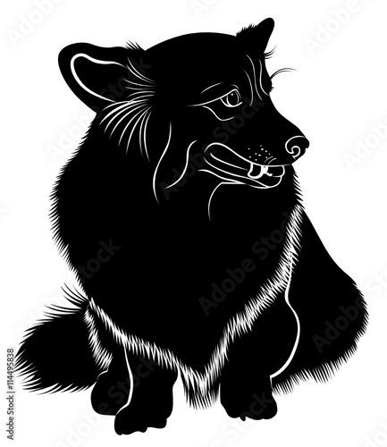 Cardigan Welsh Corgi. Welsh Corgi. Silhouette of a dog of breed Pembroke Welsh Corgi. Vector stylized line drawing of pembroke welsh corgi. 