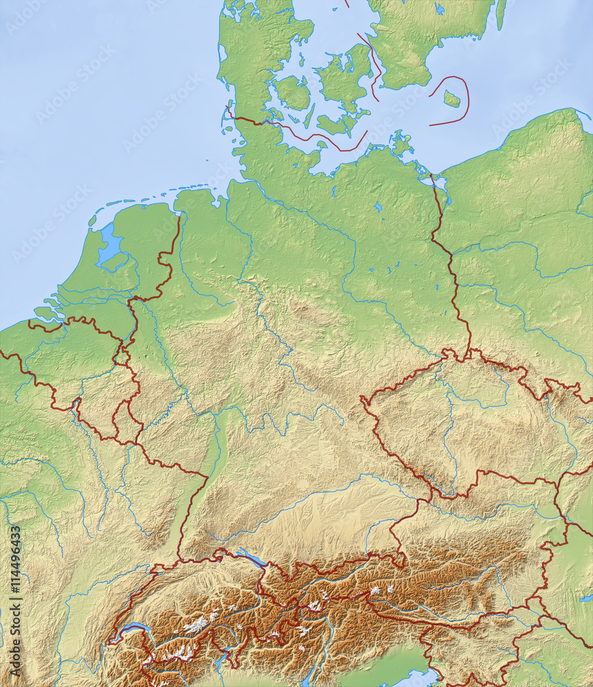 Relief Map of Germany - 3D-Illustration