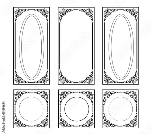 Decorative Ornamented frames for walls or backgrounds. Interior design decoration panels. Classic Baroque Vintage style. Vector frame