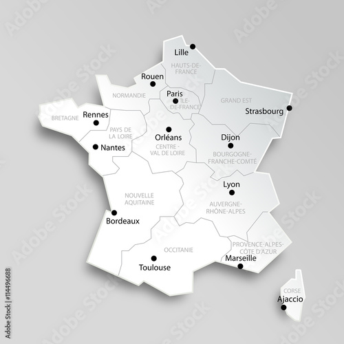 Carte de France 13 régions (nouveaux noms (2016)