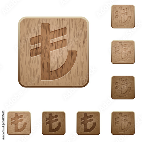 Turkish lira sign wooden buttons