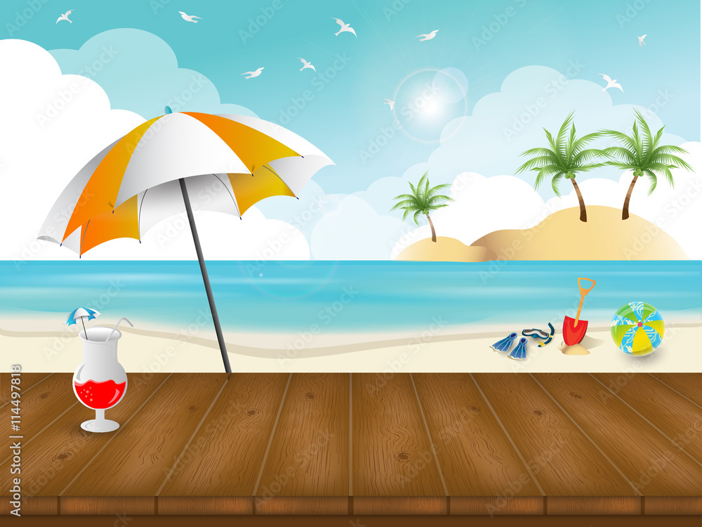 beach and summer theme background and wallpaper Stock Vector | Adobe Stock
