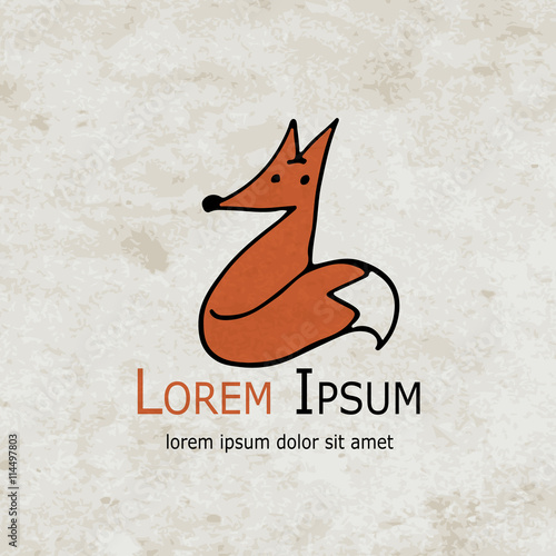 Funny fox design on grunge paper