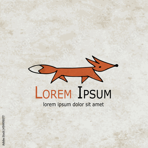 Funny fox design on grunge paper