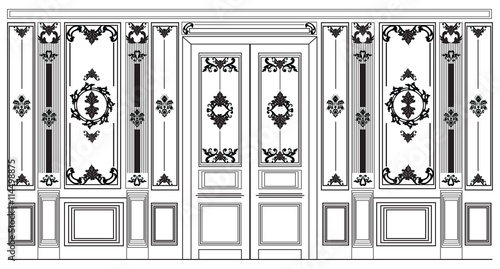 Decorative Damask Ornamented frames for walls or backgrounds. Interior design decoration panels. Classic Baroque Vintage style. Vector frame