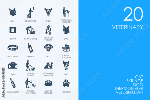 Set of BLUE HAMSTER Library veterinary icons