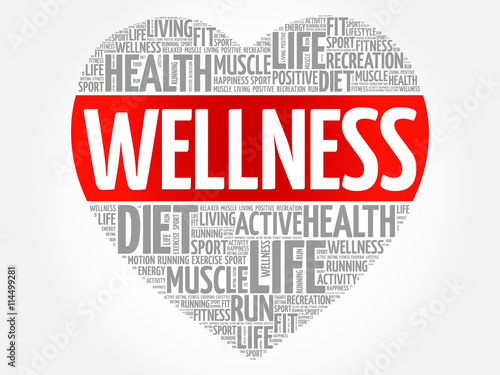 WELLNESS heart word cloud, fitness, sport, health concept