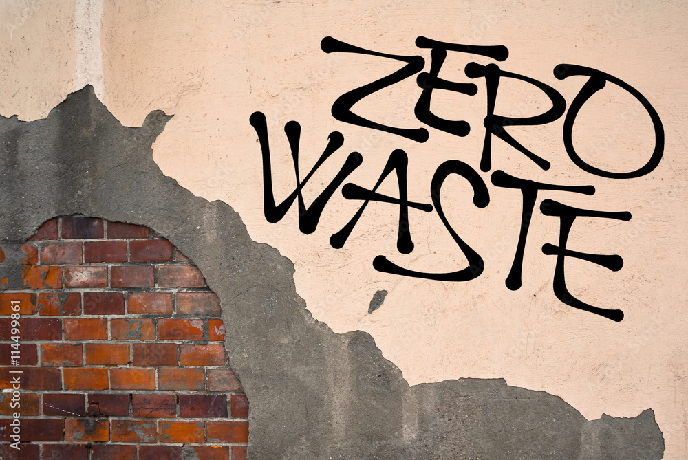 Zero waste - Handwritten graffiti sprayed on the wall, anarchist ...
