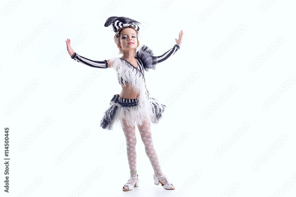 little girl dancing in the dress in the studio little girl dancing in the dress in the studio