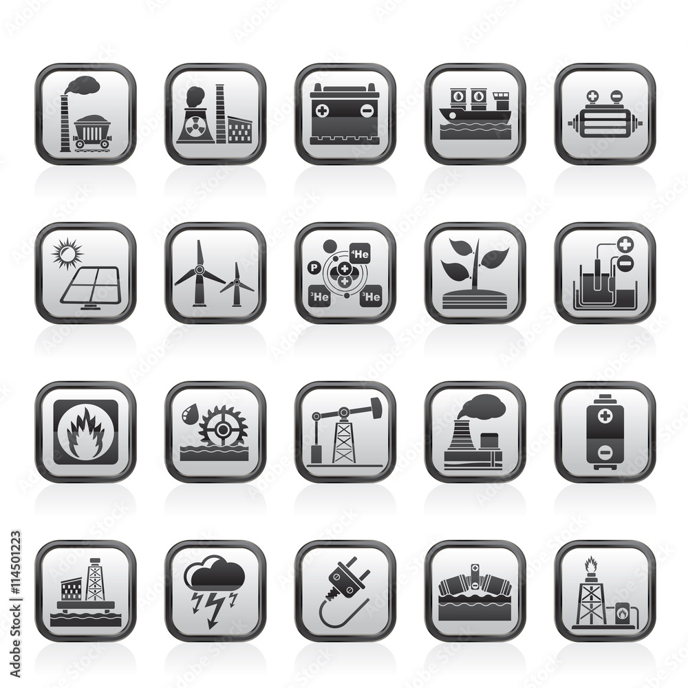 Electricity and Energy source icons - vector icon set