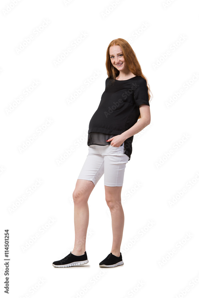 Young pregnant woman isolated on white Young pregnant woman isolated on white