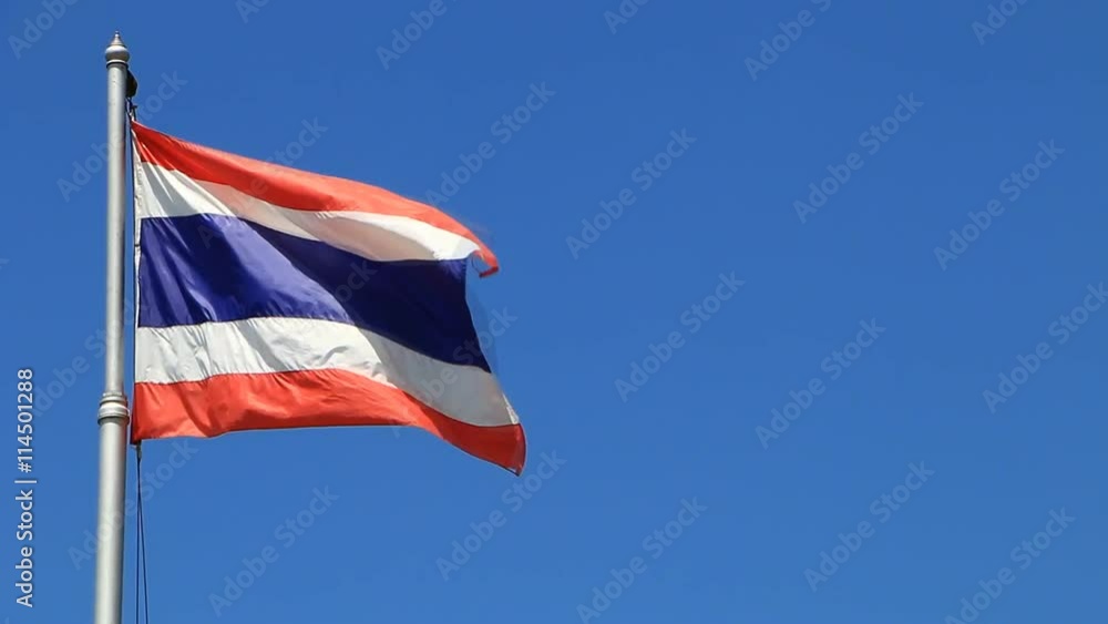 National flag of Thailand with blue sky background. National flag of Thailand with blue sky background.