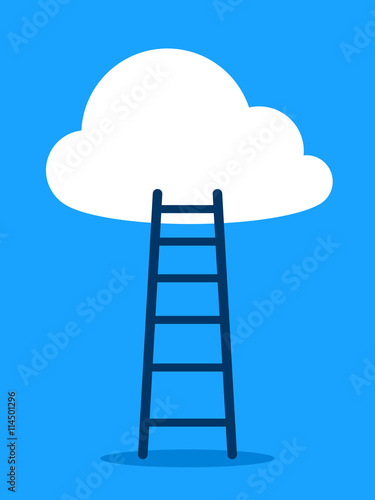 Ladder Leading To Cloud Against Blue Sky