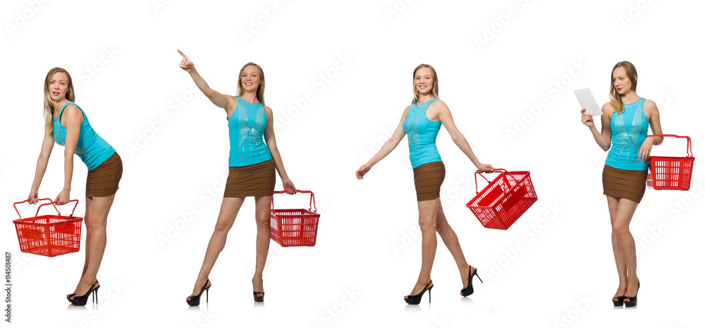 Composite photo of woman with shopping basket Composite photo of woman with shopping basket