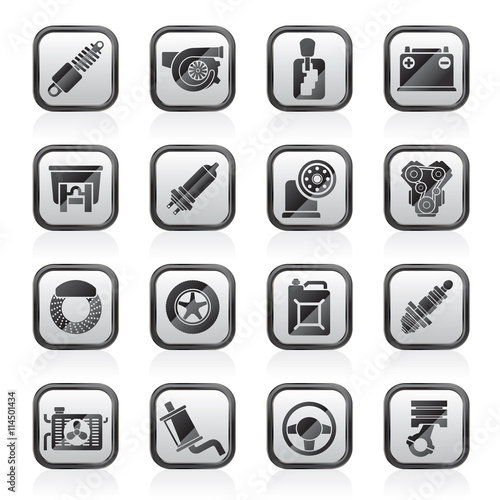 Car part and services icons - vector icon set