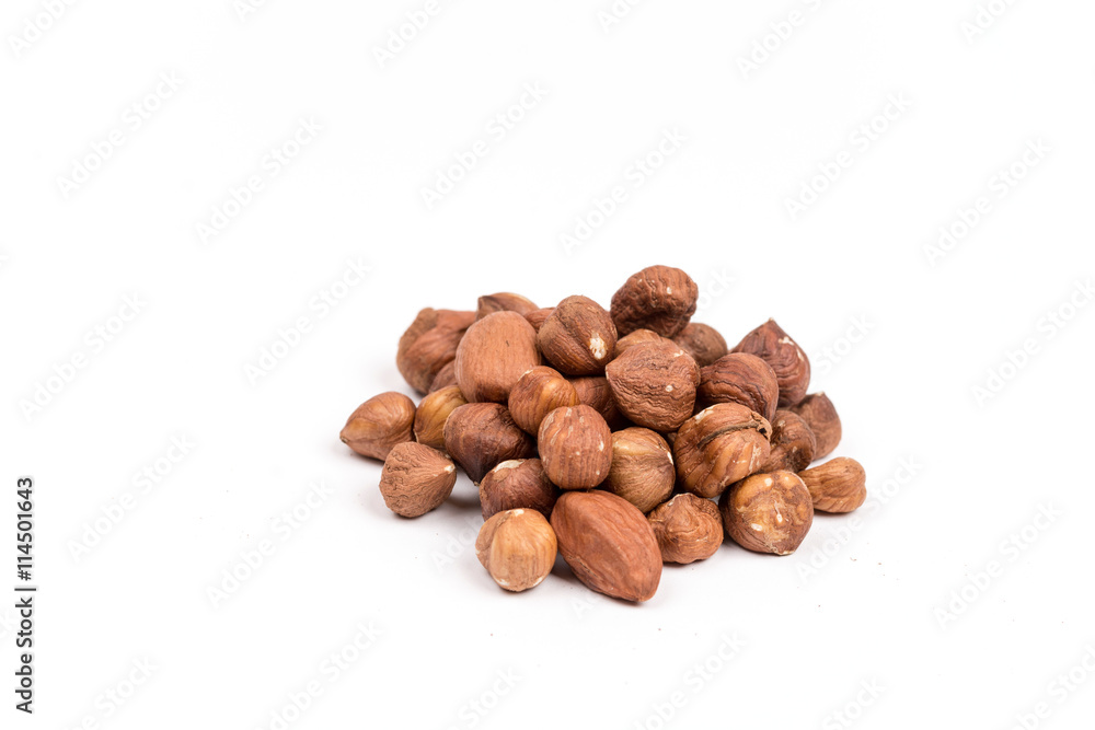 Bunch of hazelnut isolated over white background Bunch of hazelnut isolated over white background