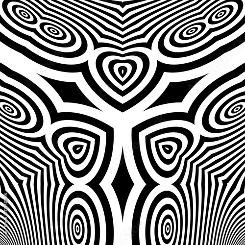 Black and White Background. Pattern With Optical Illusion. Vector Illustration. 