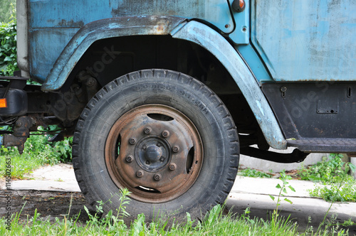 old wheel of a truck