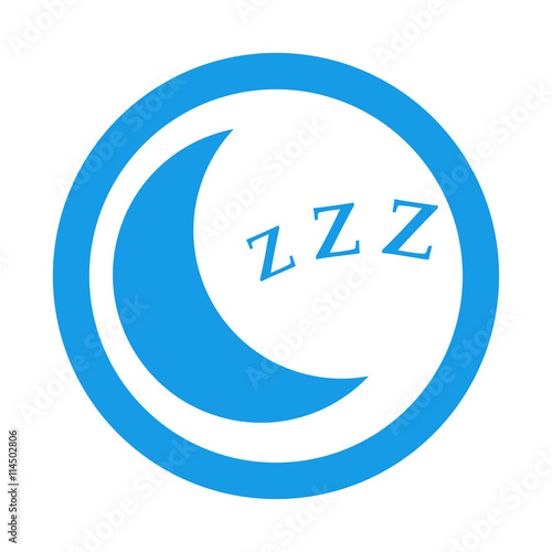 Icono plano luna durmiendo en circulo color azul