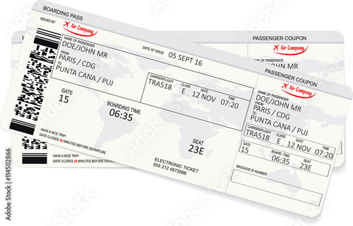 Pattern of a boarding pass or air ticket