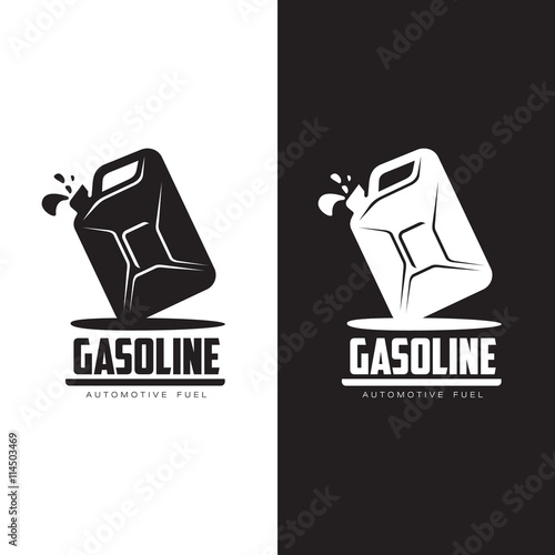 logo for gasoline canisters, vector flat is a simple illustration of isolated on white background, logo black canisters, petrol filling symbol for car logo petrol station, black and white canister set