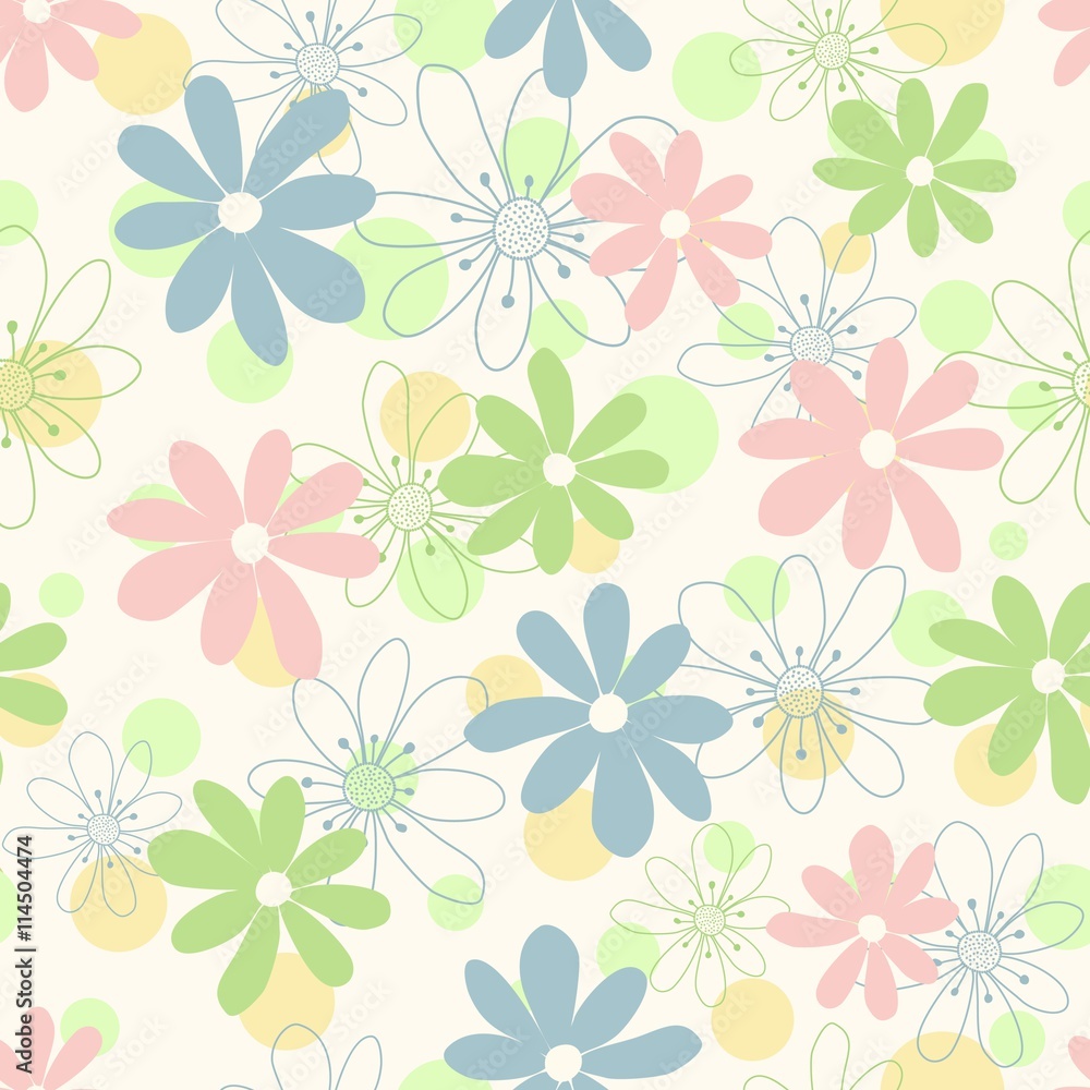 Children's seamless background with multicolored flowers Children's seamless background with multicolored flowers